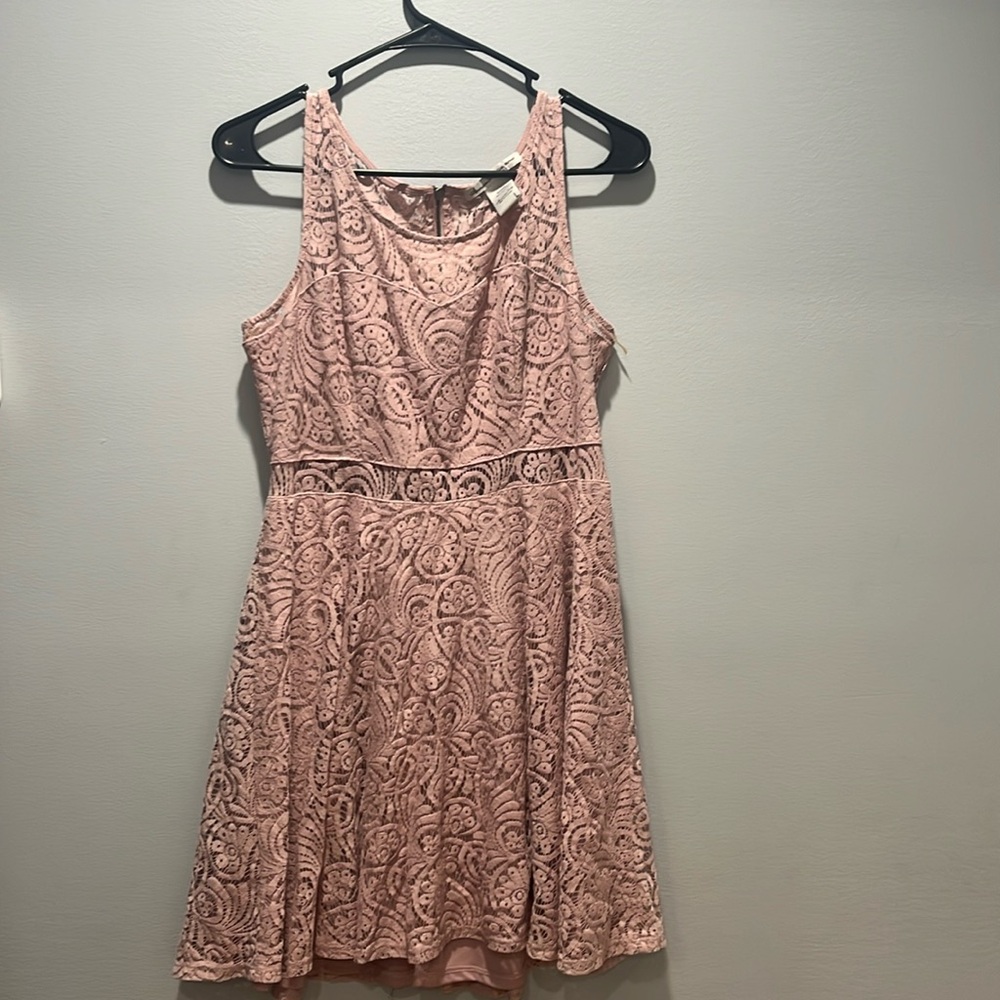 American Rag Lace Dress, Size L, Dusty Rose Color, above Knee length